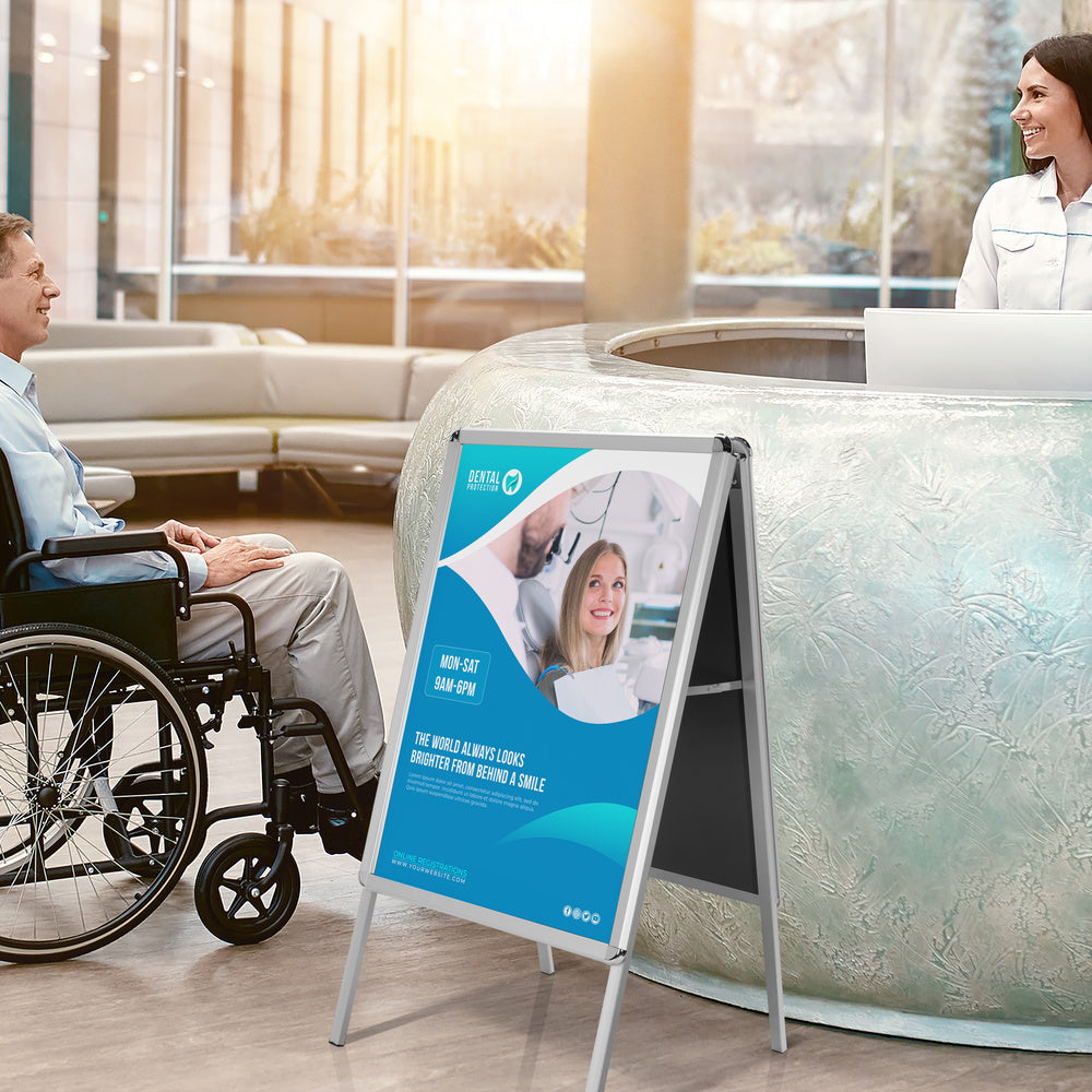 hjh OFFICE Kundenstopper Gehwegaufsteller Plakatständer Aluminium AGENDA II - 4064323028536