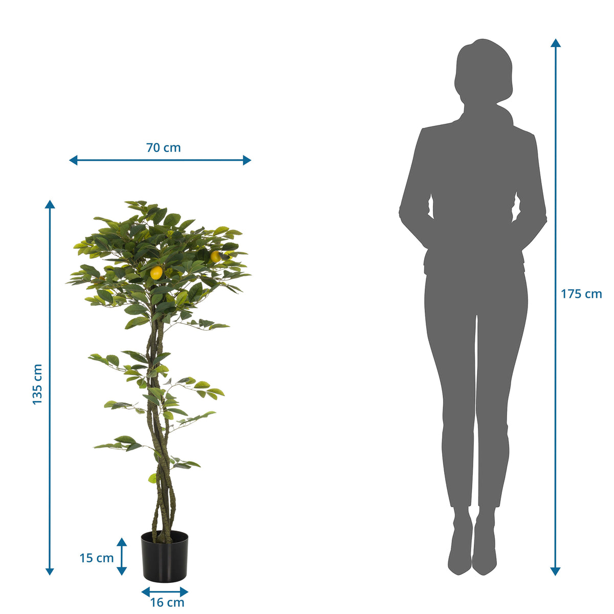 hjh OFFICE Kunstpflanze Kunstbaum Zitronenbaum LEMON Deko 135 cm grün künstlich - 4064323036531