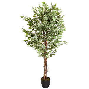 B-Ware  hjh OFFICE Kunstpflanze Kunstbaum FICUS Kunststoffpflanze Baum Kunststoff grün