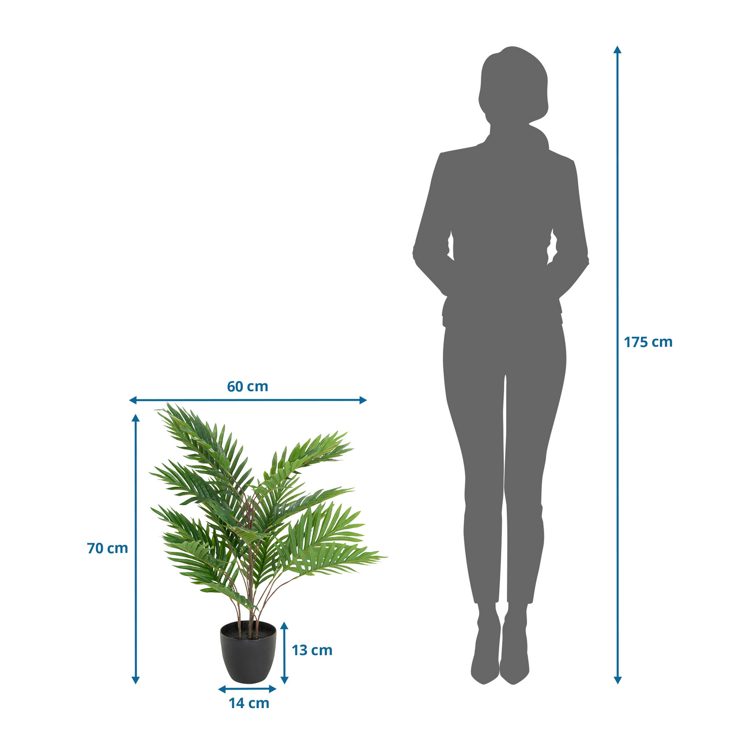 Hjh Office Kunstpflanze Palme Areca Grün Goldfruchtpalme 70cm Kunststoff171 B-Ware