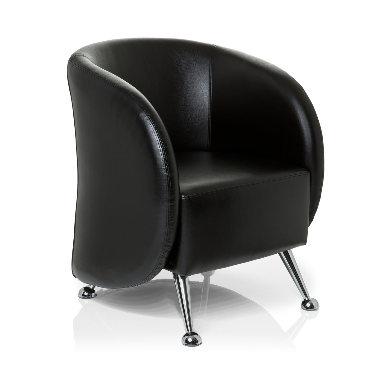 hjh OFFICE Loungesessel Clubsessel Sessel Kunstleder schwarz Armlehne Standfuß - 4260284084011