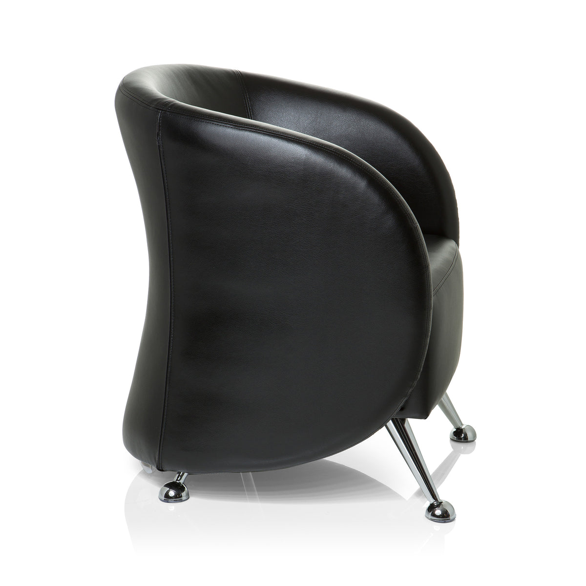 hjh OFFICE Loungesessel Clubsessel Sessel Kunstleder schwarz Armlehne Standfuß - 4260284084011