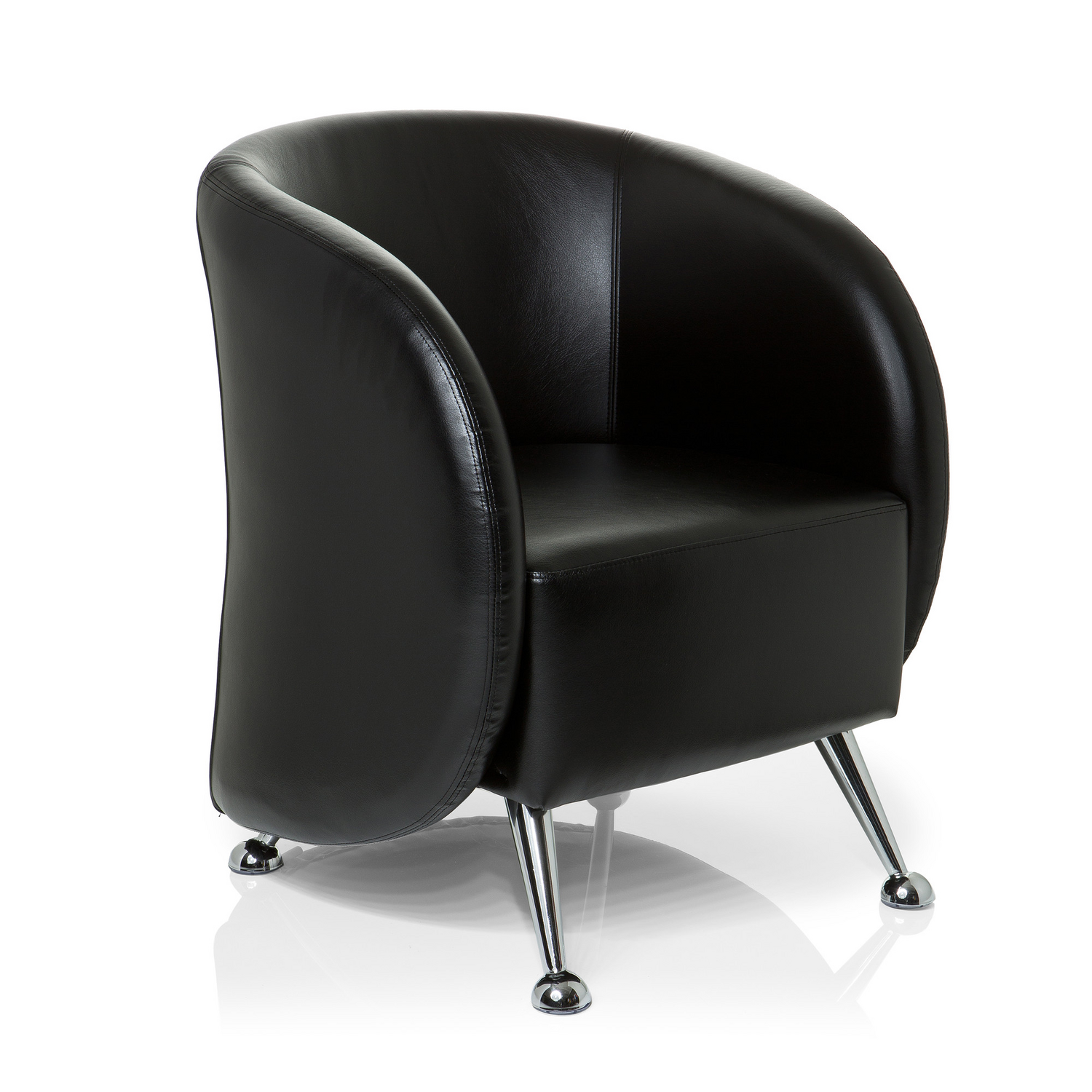 Hjh Office Loungesessel Clubsessel Sessel Kunstleder Schwarz Armlehne Standfuß B-Ware - 4260284084011