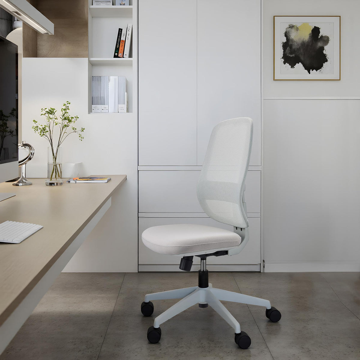hjh OFFICE Bürostuhl Drehstuhl Stuhl Netzstoff Weiß Minoro W Rückenlehne - 4064323108818