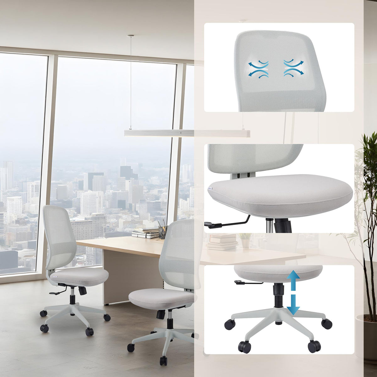 hjh OFFICE Bürostuhl Drehstuhl Stuhl Netzstoff Weiß Minoro W Rückenlehne - 4064323108818