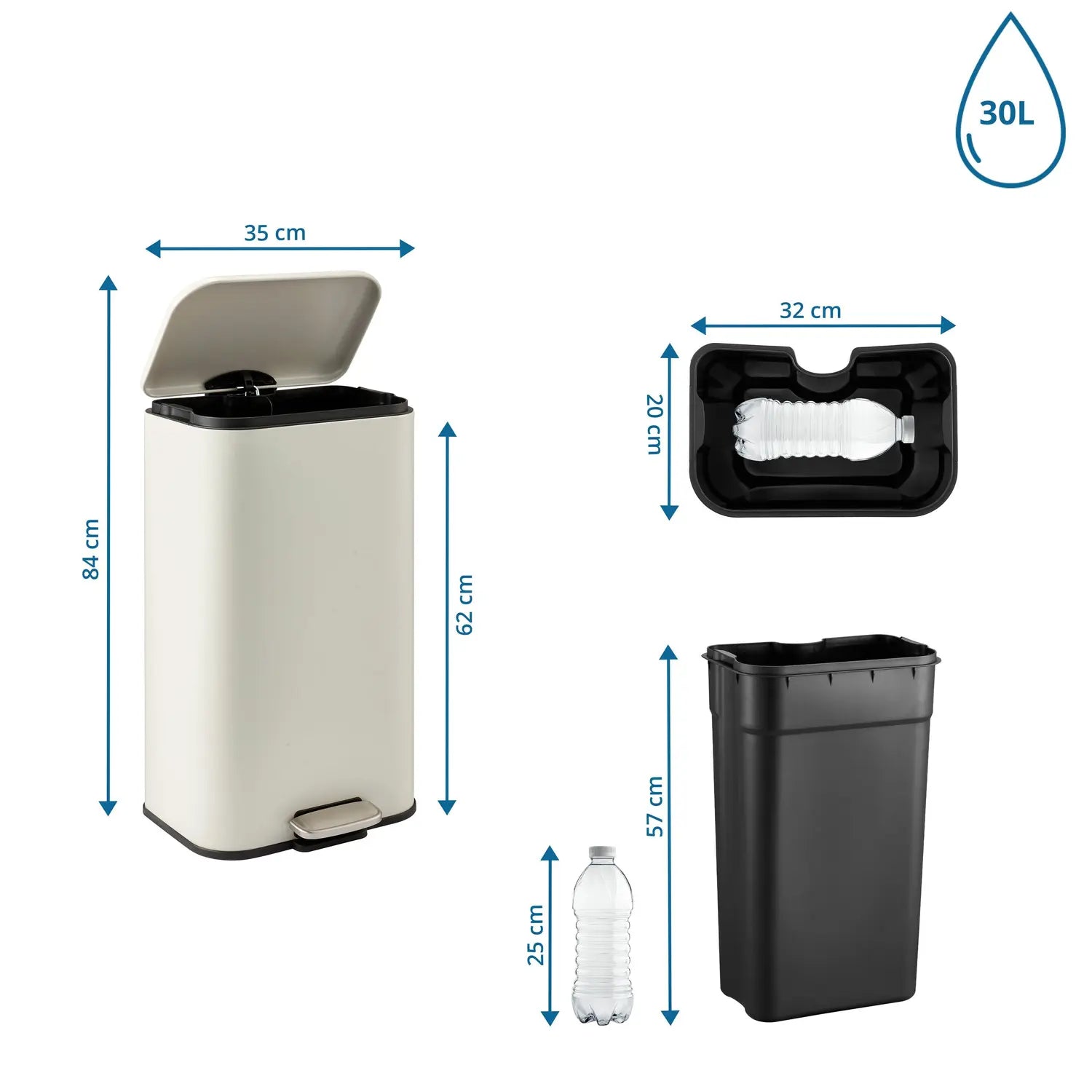 B-Ware Hjh Office Mülleimer Abfalleimer Clean 1 Stahl Pulverbeschichtet Inneneimer17