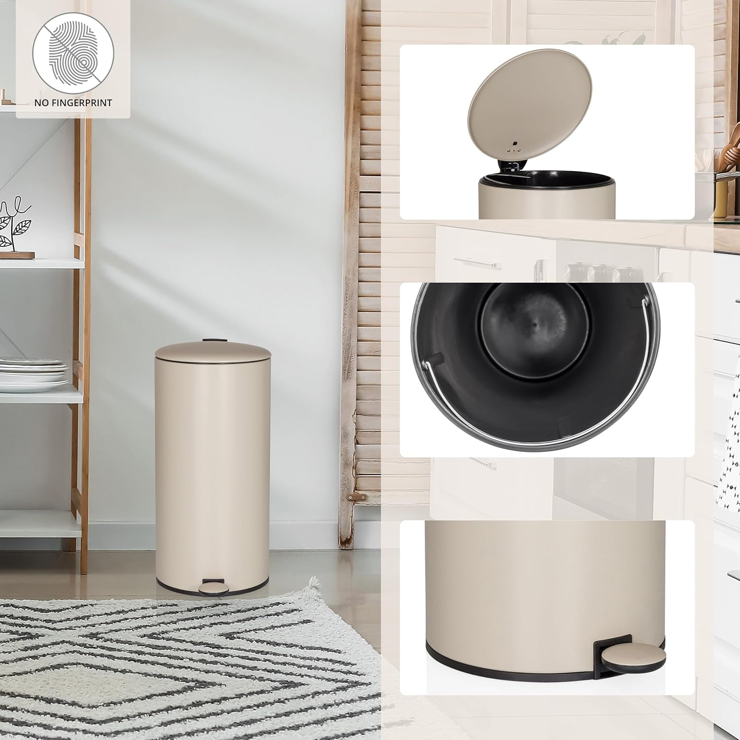 B-Ware Hjh Office Mülleimer Rund 30 Liter, Treteimer Mit Deckel, Softclose Clean Step 2 - 4064323107378