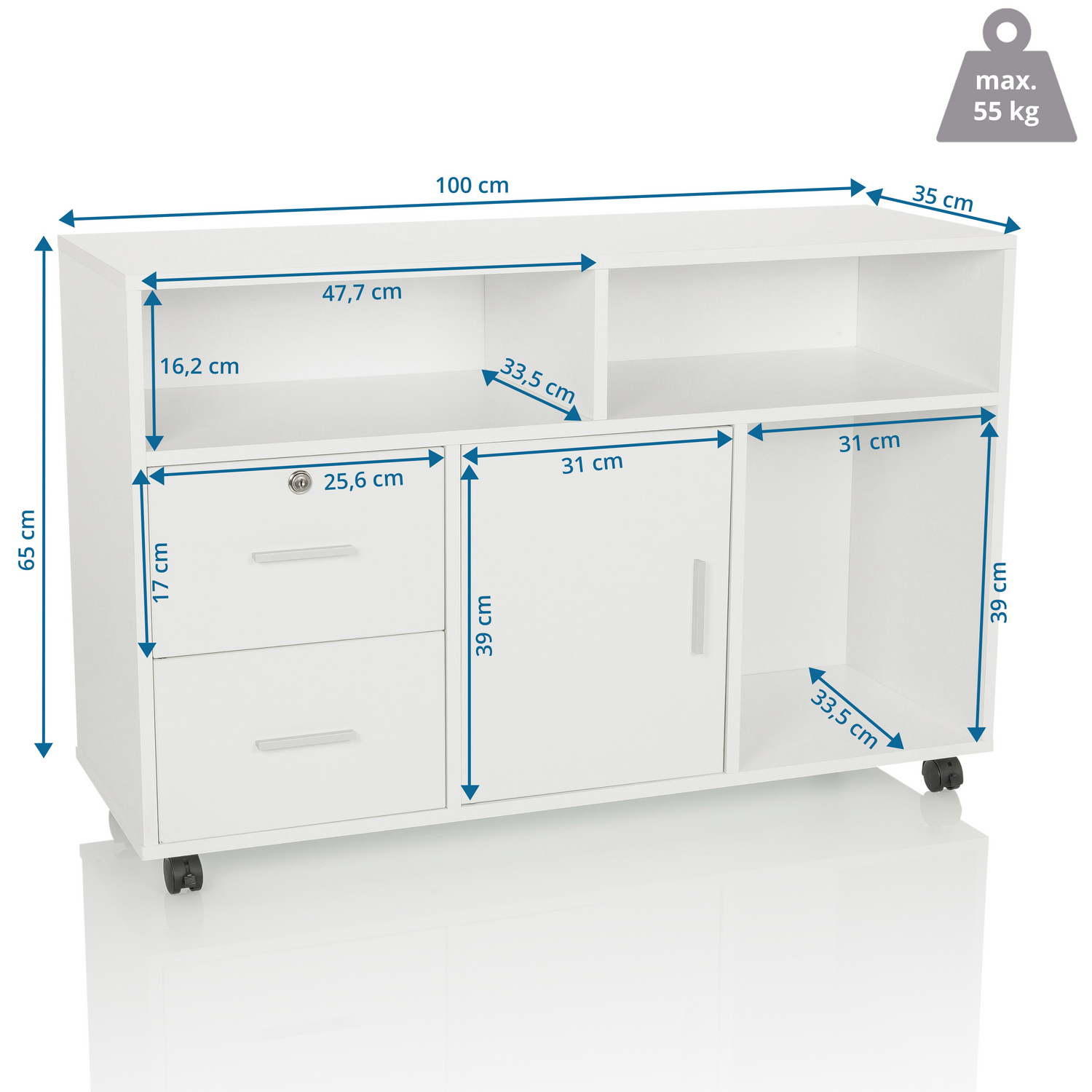 B-Ware Hjh Office Organiser Pro 100x35x65 Rollcontainer Mobiler Aktenschrank
