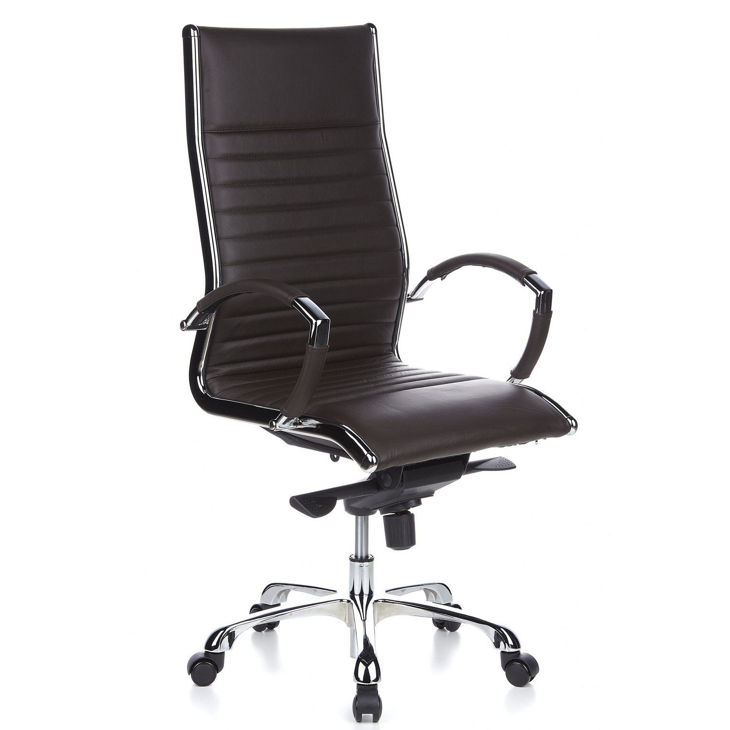 Hjh Office Parma 20 Bürostuhl Chefsessel Stuhl Leder Braun Aluminium Chrom B-Ware - 4260182538524