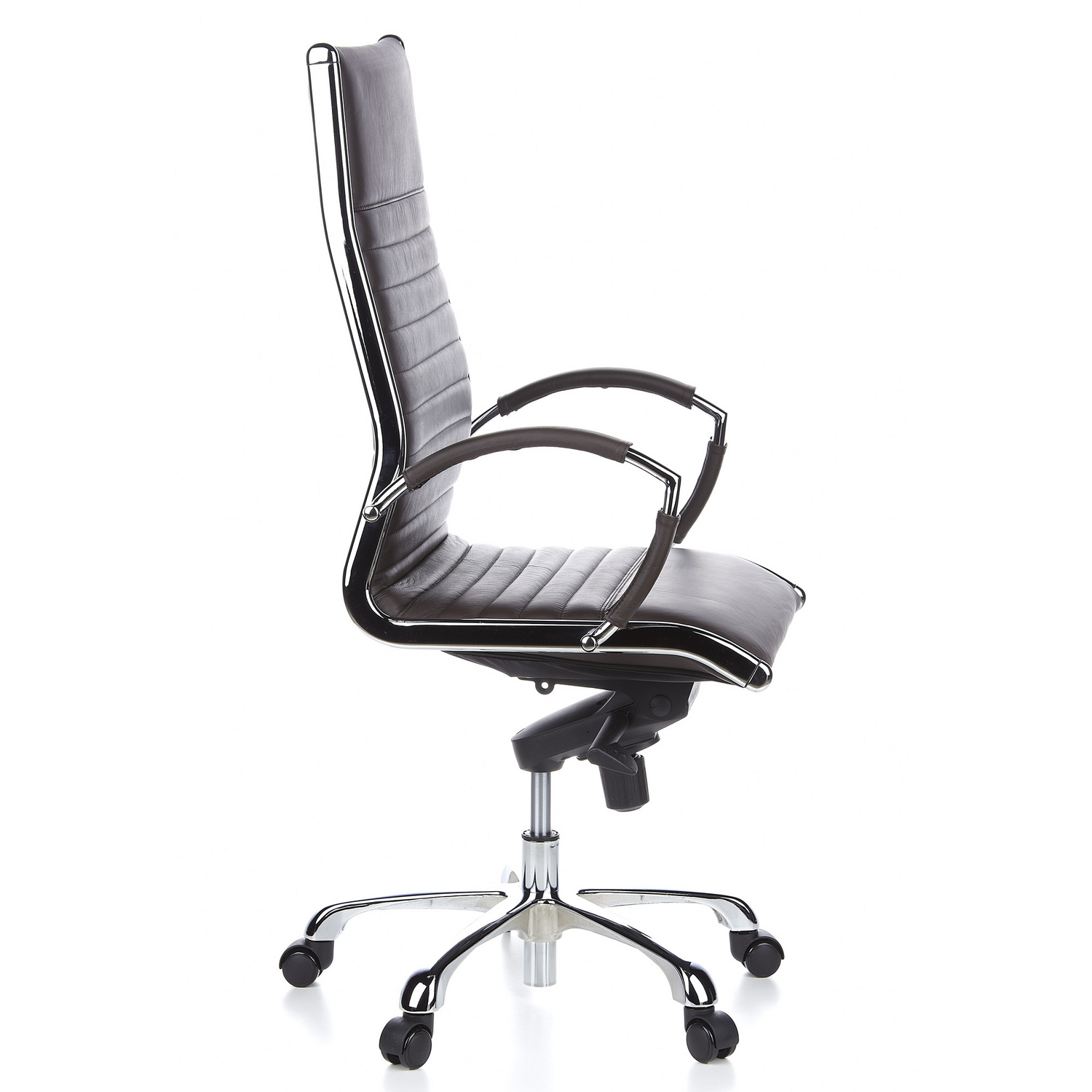 Hjh Office Parma 20 Bürostuhl Chefsessel Stuhl Leder Braun Aluminium Chrom B-Ware - 4260182538524