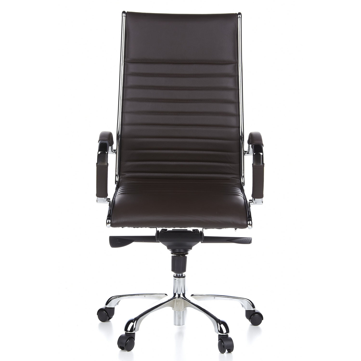 Hjh Office Parma 20 Bürostuhl Chefsessel Stuhl Leder Braun Aluminium Chrom B-Ware - 4260182538524