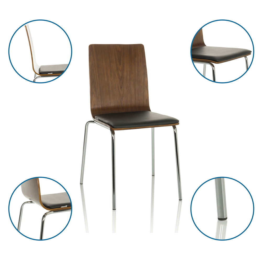 B-Ware Hjh Office Peria Konferenzstuhl Besucherstuhl Stuhl Holzschale Walnuss Schwarz - 4064323035091