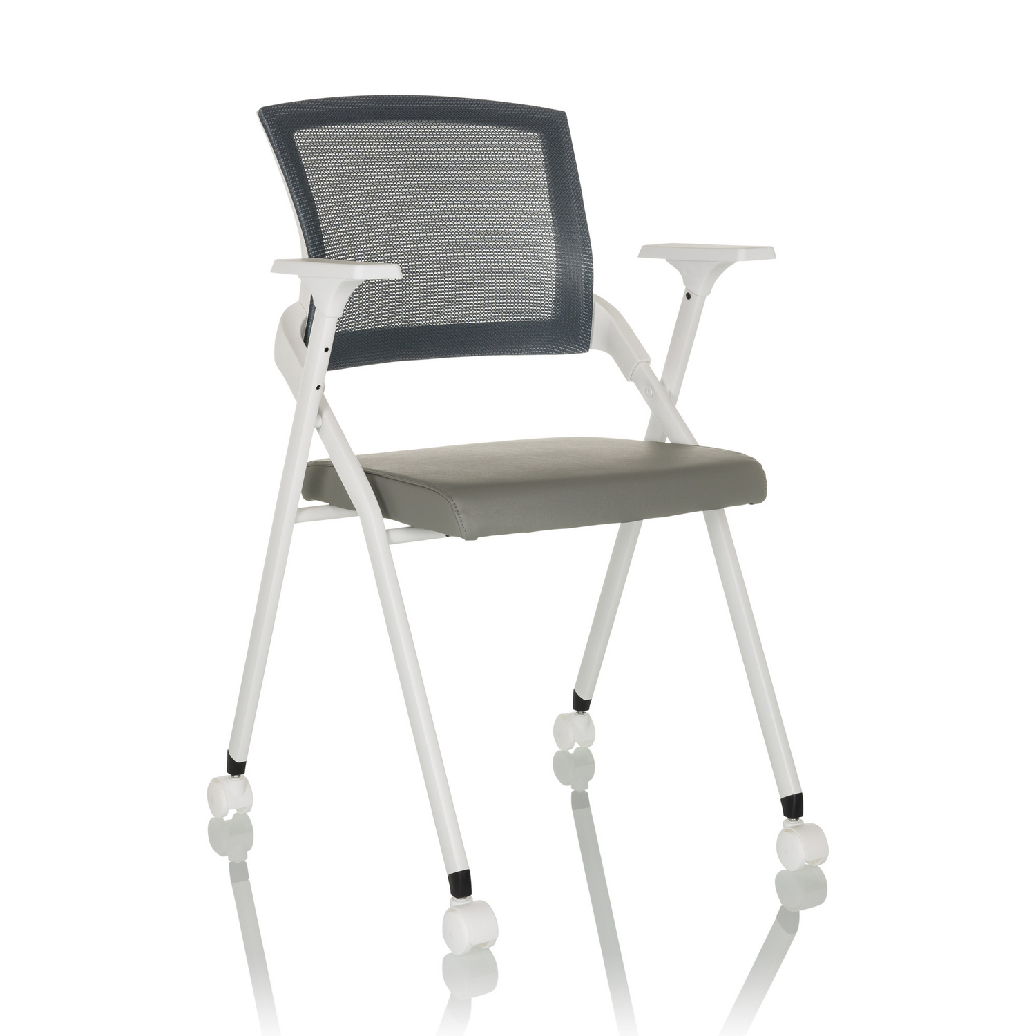 B-Ware Hjh Office Priority Ii W Stuhl Konferenzstuhl Klappstuhl Netzstoff Pu Grau - 4064323036135