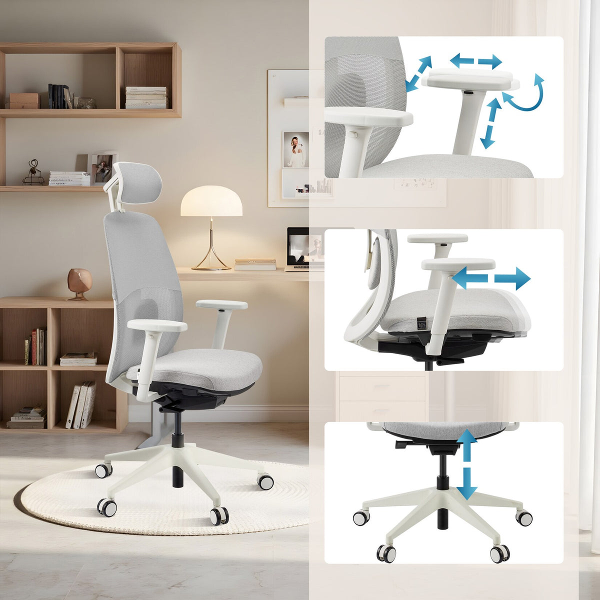 hjh OFFICE Bürostuhl Drehstuhl Schreibtischstuhl Netzstoff Armlehnen grau - 4064323109242