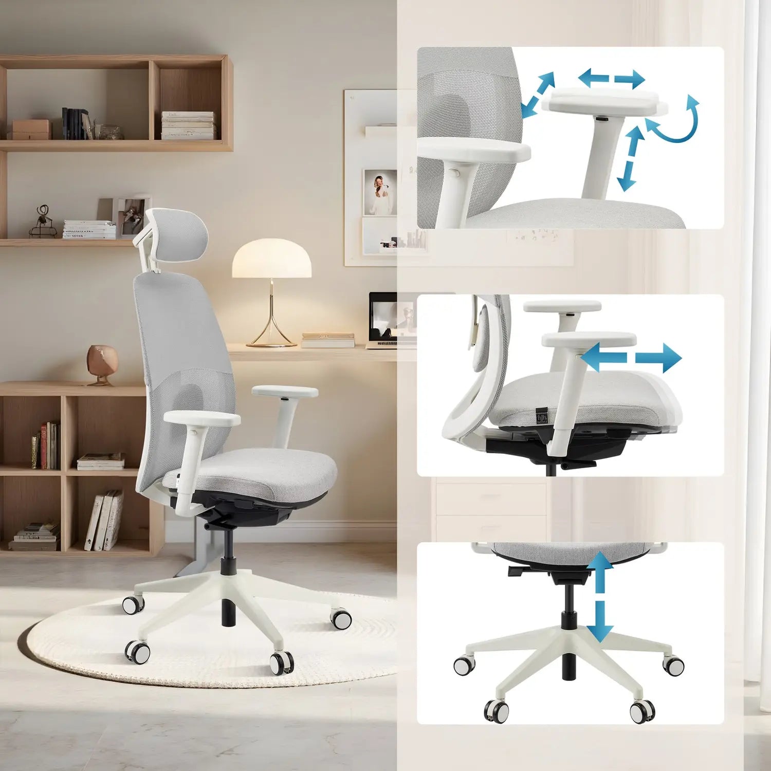 B-Ware Hjh Office Bürostuhl Drehstuhl Schreibtischstuhl Netzstoff Armlehnen Grau  - 4064323109242