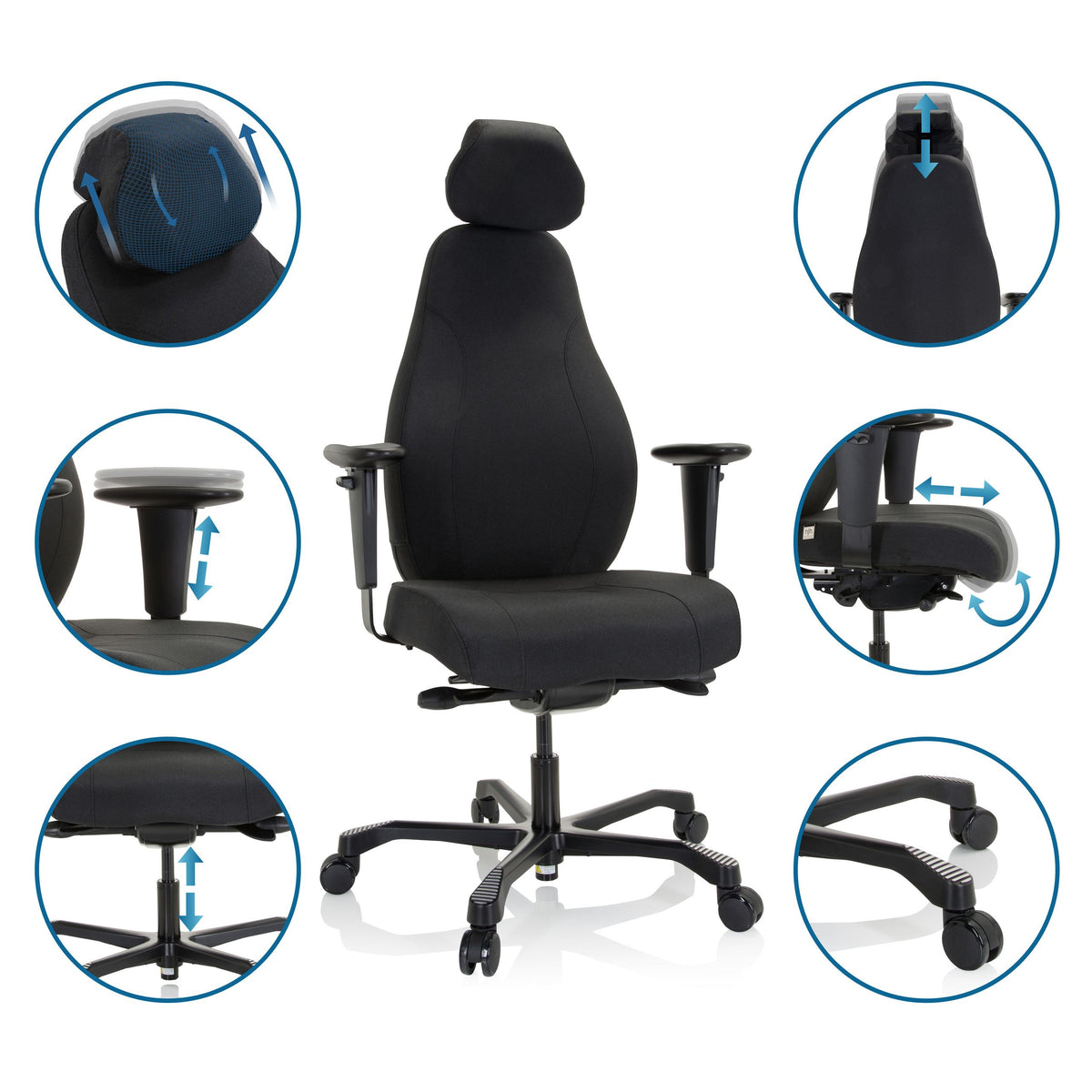 hjh OFFICE RESISTIO XXL Chefsessel Bürostuhl Drehstuhl Schwarz Ergonomisch - 4064323013563