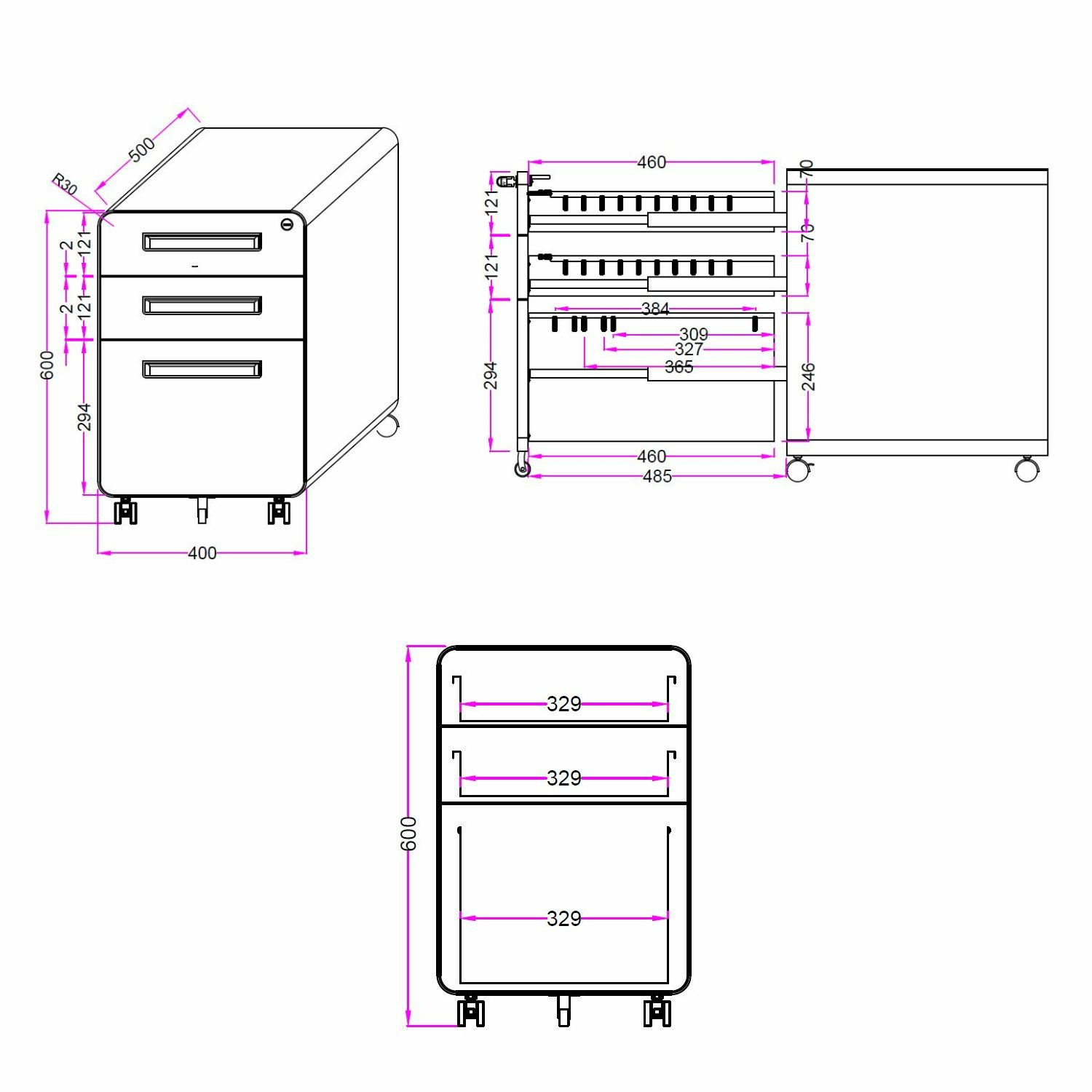 Hjh Office Rollcontainer Color Plus I Metall Weiß Schreibtisch B-Ware - 4064323002192