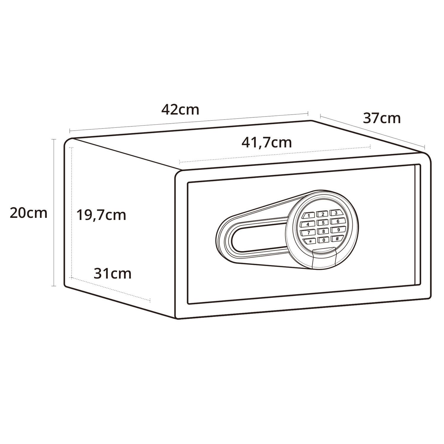 Hjh Office Safe Tresor Safe Compact I Möbeltresor 25,5 L Mit Led Display Schwarz B-Ware - 4064323013013