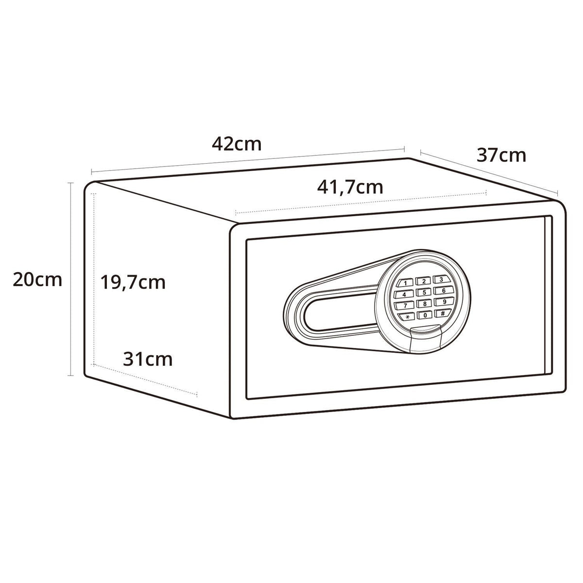 hjh OFFICE Safe Tresor SAFE COMPACT I Möbeltresor 25,5 l mit LED Display schwarz - 4064323013013