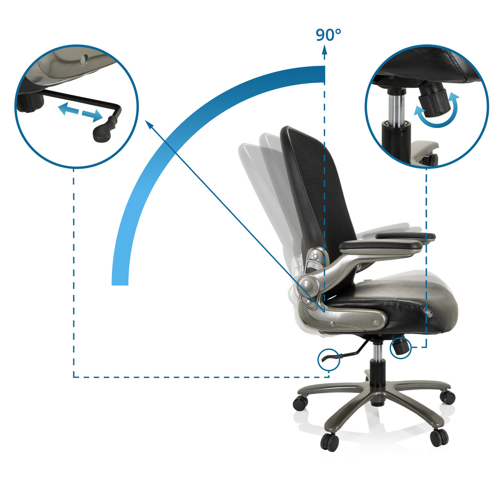 B-Ware Hjh Office Bürostuhl Stuhl Xxl Netzstoff Kunstleder Schwarz Lordosenstütze - 4064323017172