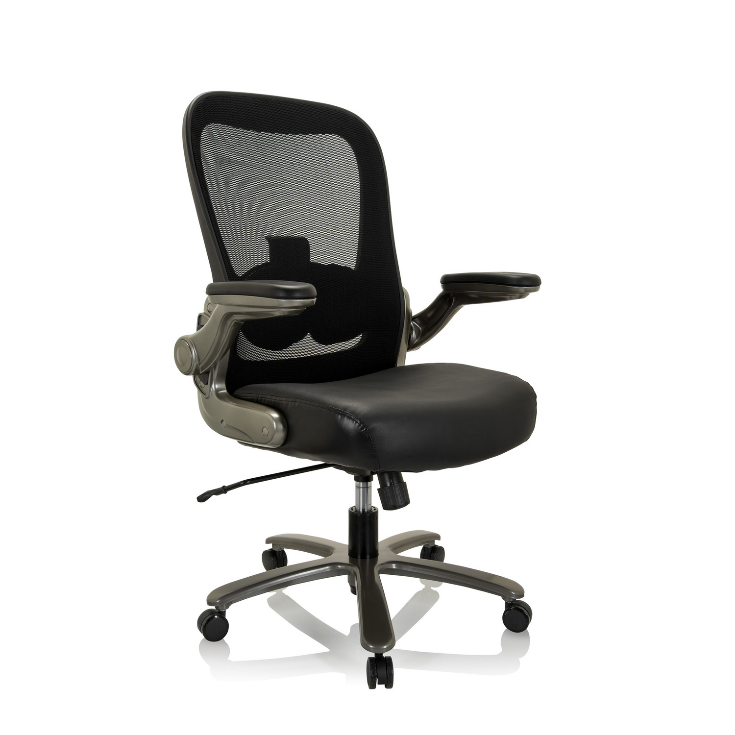 B-Ware Hjh Office Bürostuhl Drehstuhl Instructor Xxl Netzstoff Leder Schwarz 220kg - 4064323017257