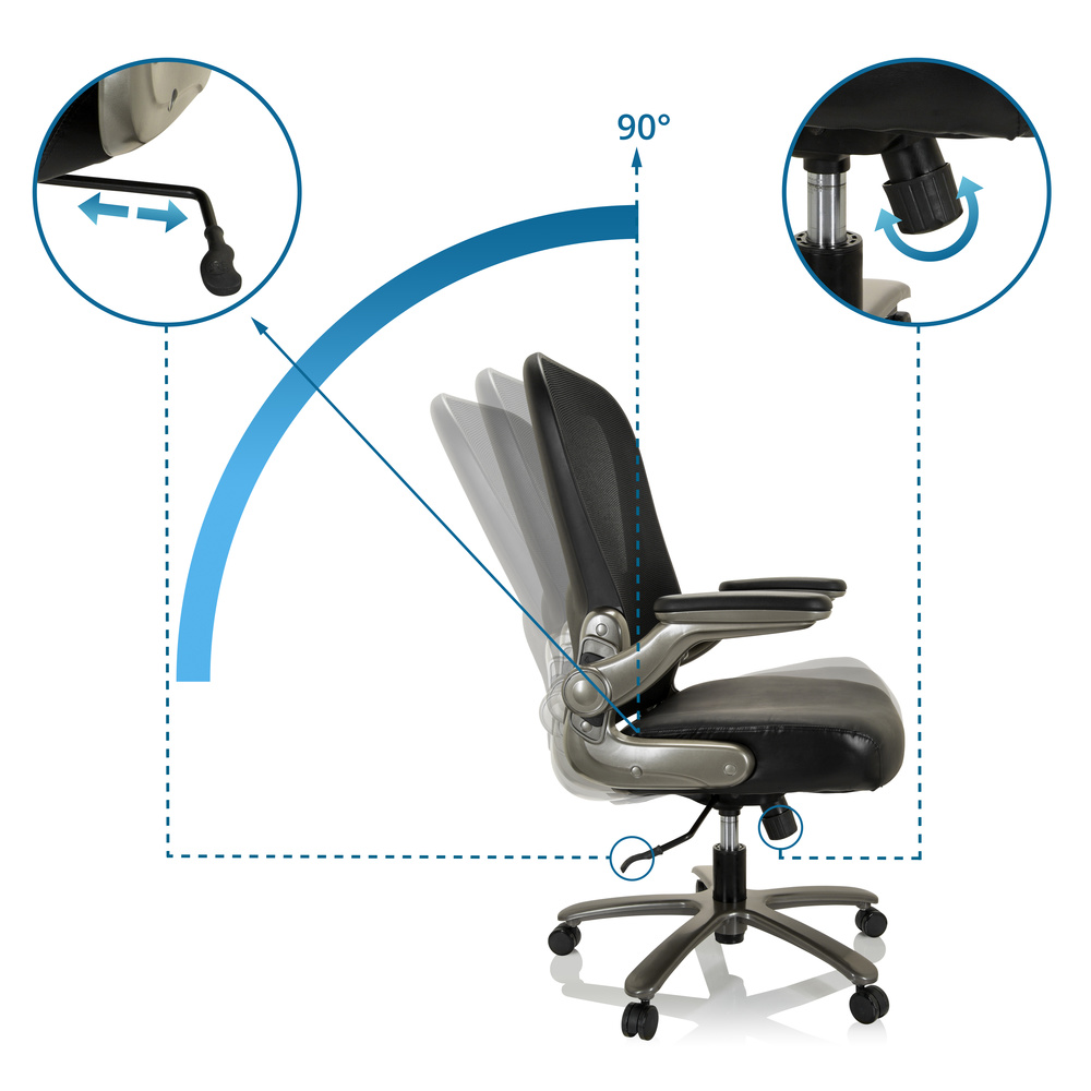 B-Ware Hjh Office Bürostuhl Drehstuhl Instructor Xxl Netzstoff Leder Schwarz 220kg - 4064323017257