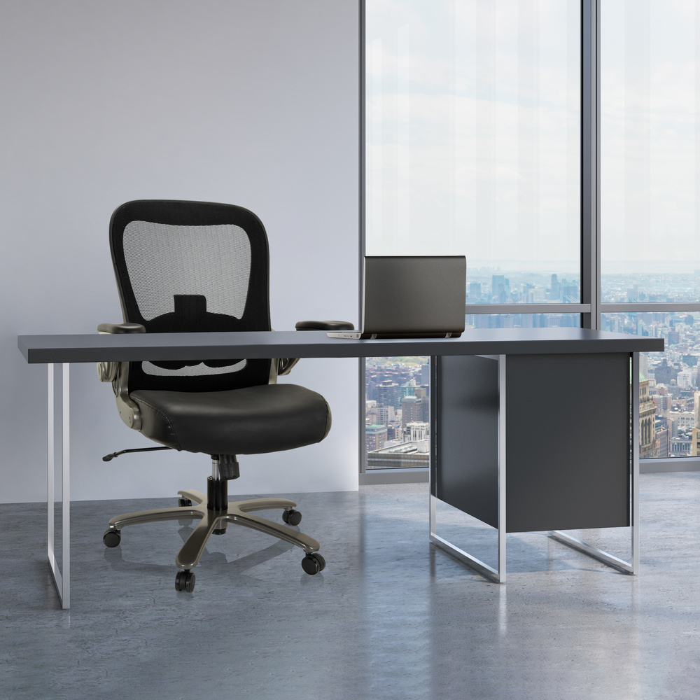 B-Ware Hjh Office Bürostuhl Drehstuhl Instructor Xxl Netzstoff Leder Schwarz 220kg - 4064323017257