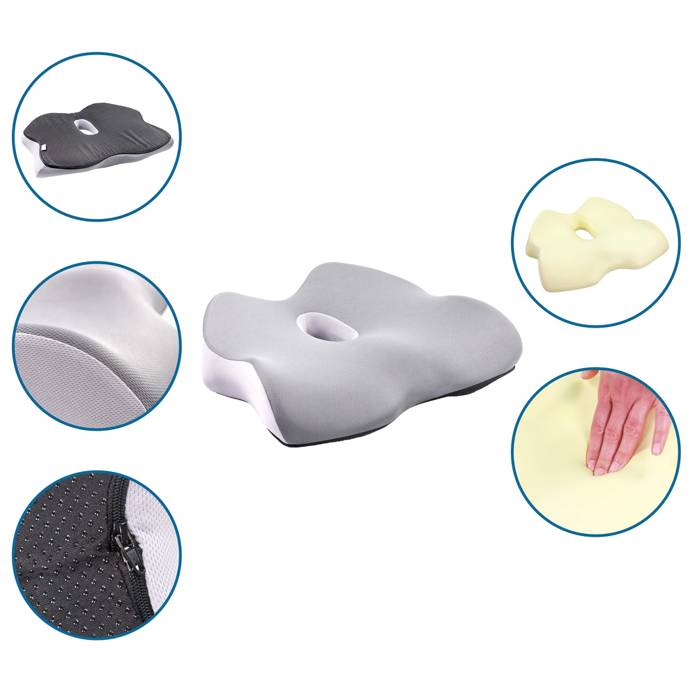 B-Ware Hjh Office Sitzkissen Kissen Stuhlkissen Schaum Grau Abnehmbar Antirutsch  - 4064323036784