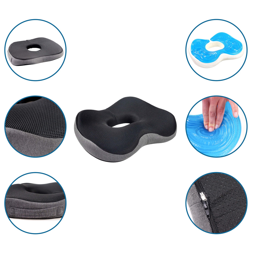 B-Ware Hjh Office Sitzkissen Kissen Bürostuhl Schaumstoff Mesh Schwarz Memory Effekt410