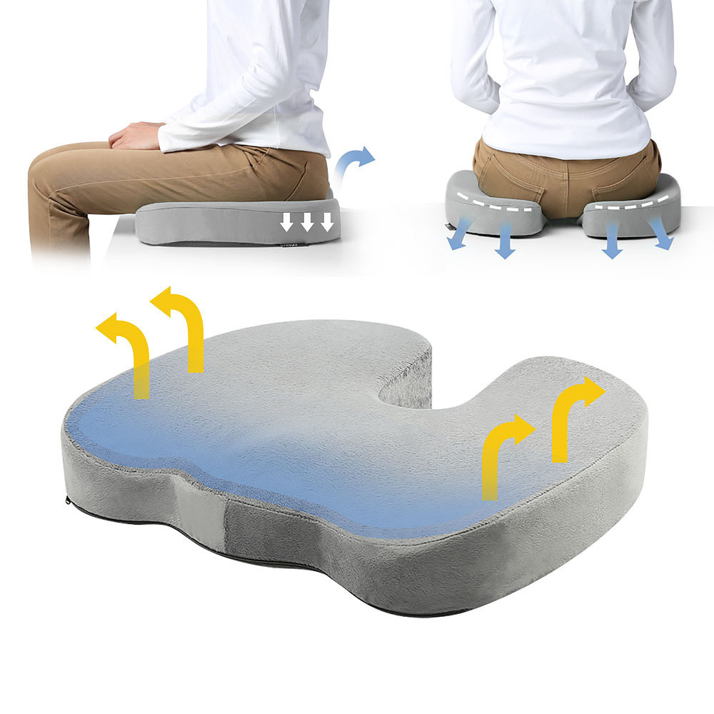 Hjh Office Sitzkissen Kissen Schaum Gel Velours Grau Abnehmbar Waschbar Memory B-Ware - 4064323036821
