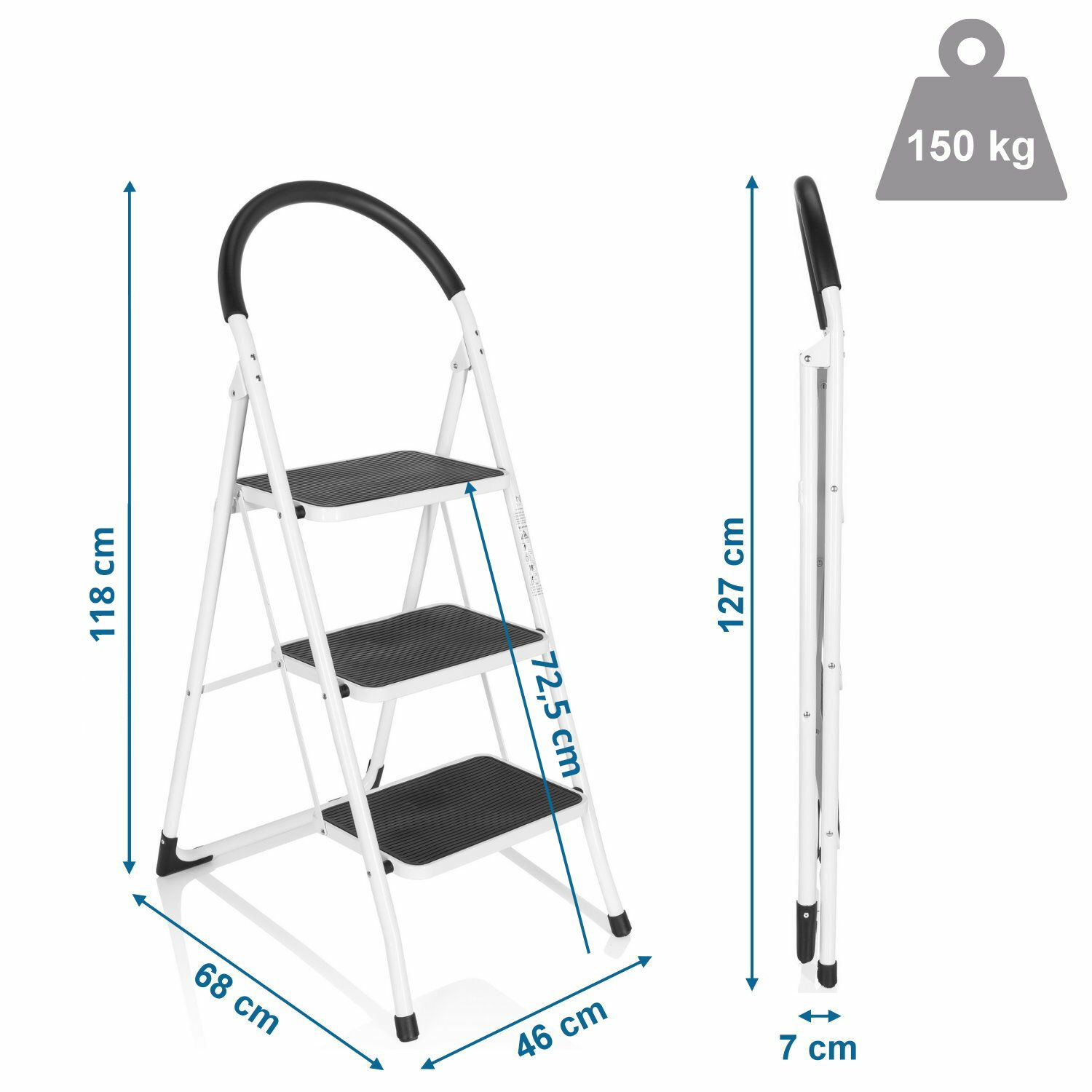 B-Ware Hjh Office Solid W2 | 3 Stufen Klappleiter Weiß Leiter Tritt Siehe Text/Foto - 4064323001928