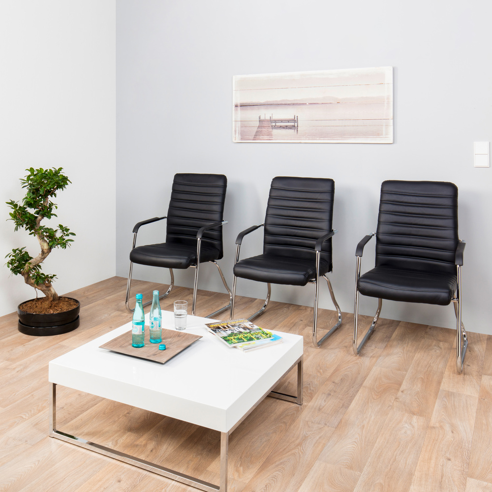 B-Ware Hjh Office Steel V Pu Konferenzstuhl Kufenstuhl Stuhl Bürostuhl Esszimmerstuhl   - 4260284083304