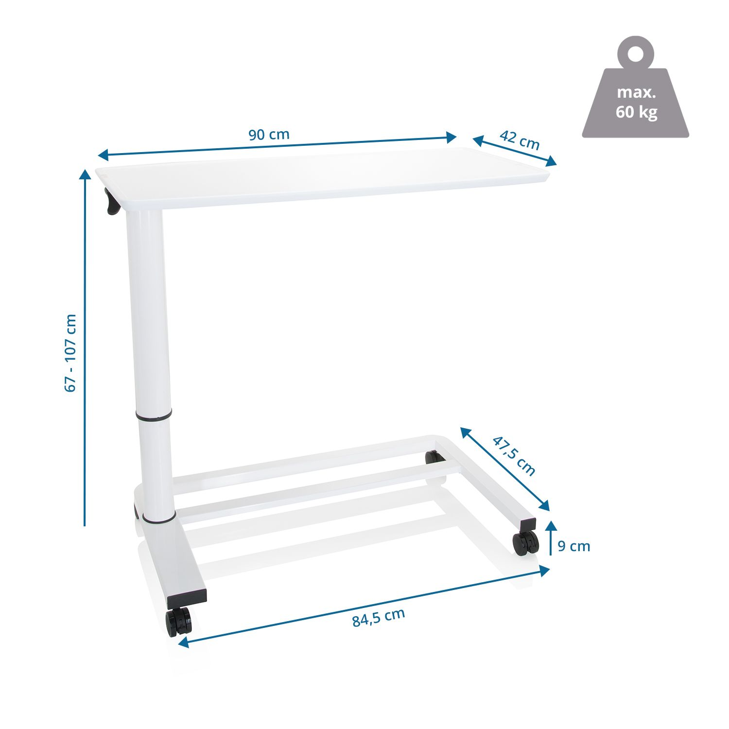 Hjh Office Stehtisch Beistelltisch Stand Ii Computertisch Büro 90 X 42 Cm Weiß B-Ware - 4064323013358