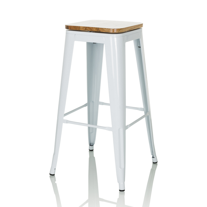 Hjh Office Vantaggio High Ws Metallic Weiß Sitz Echtholz Drehbar Barhocker B-Ware
