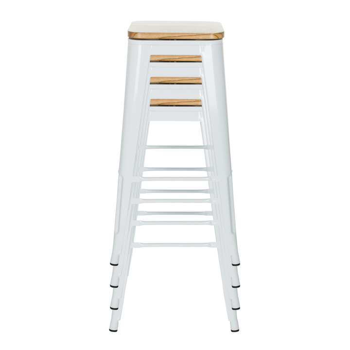 Hjh Office Vantaggio High Ws Metallic Weiß Sitz Echtholz Drehbar Barhocker B-Ware - 4064323037637
