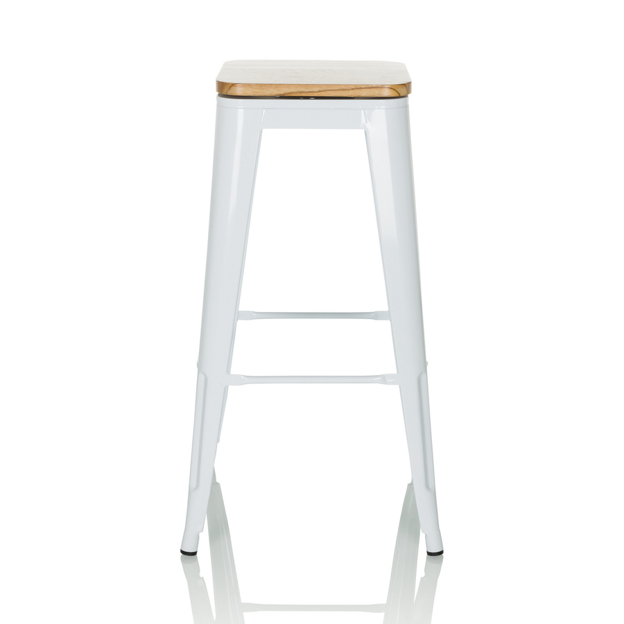 Hjh Office Vantaggio High Ws Metallic Weiß Sitz Echtholz Drehbar Barhocker B-Ware - 4064323037637