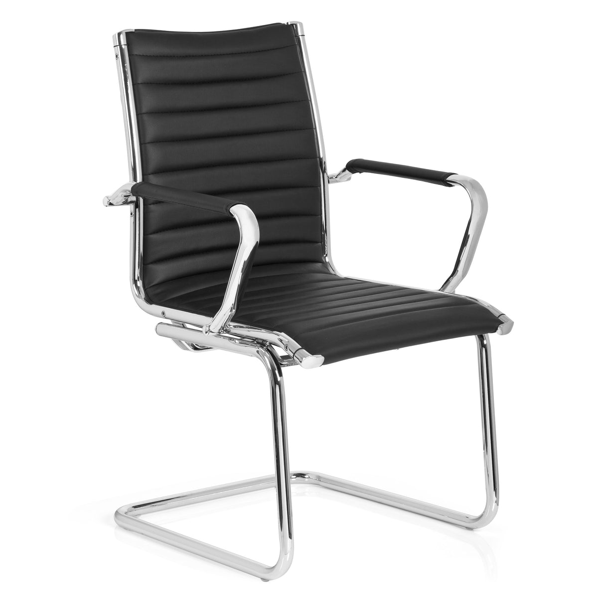 hjh OFFICE Besucherstuhl Konferenzstuhl Stuhl Schwarz Armlehnen Sitz - 4260354054029