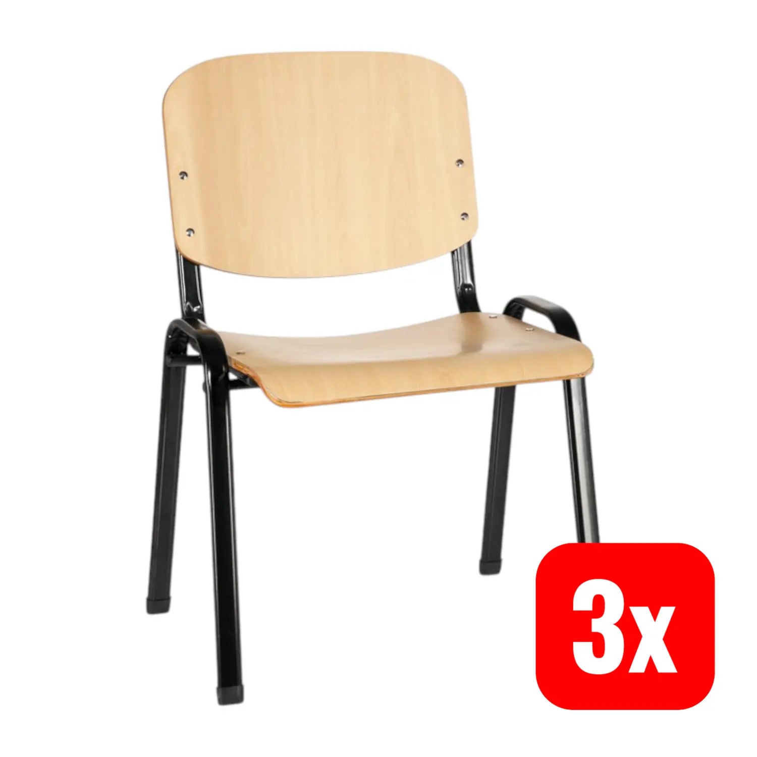 B-Ware Hjh Office Vierfußstuhl Konferenzstuhl Xt 600 Schwarz Buche Siehe Text 3 Stück - 4260284081751
