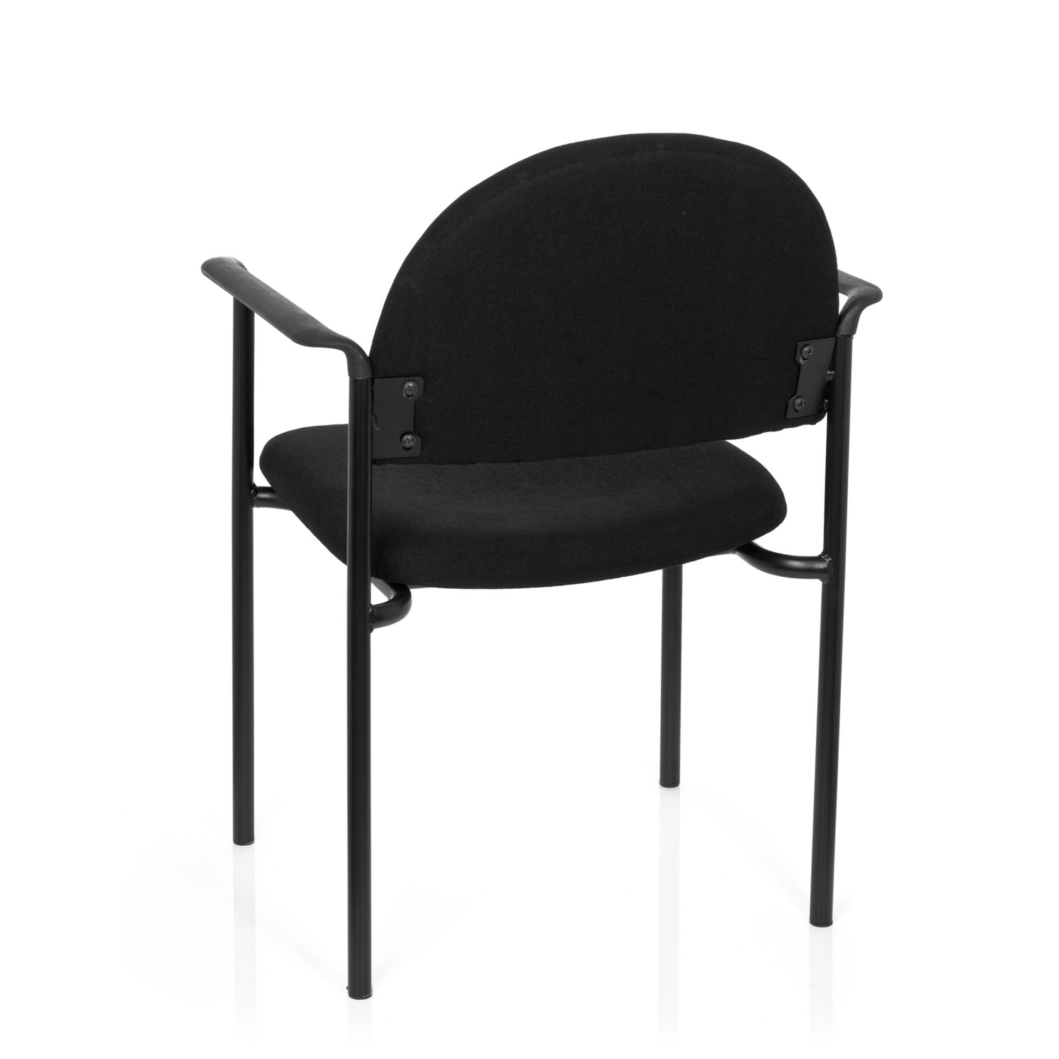 Chaise de bureau Hjh à quatre pieds, de qualité B, chaise visiteur, chaise de conférence, noire avec accoudoirs, en tissu