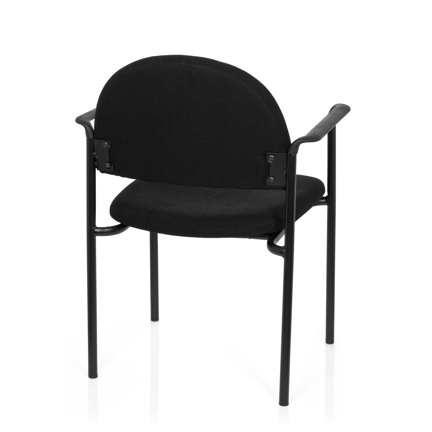 Chaise de bureau Hjh à quatre pieds, de qualité B, chaise visiteur, chaise de conférence, noire avec accoudoirs, en tissu