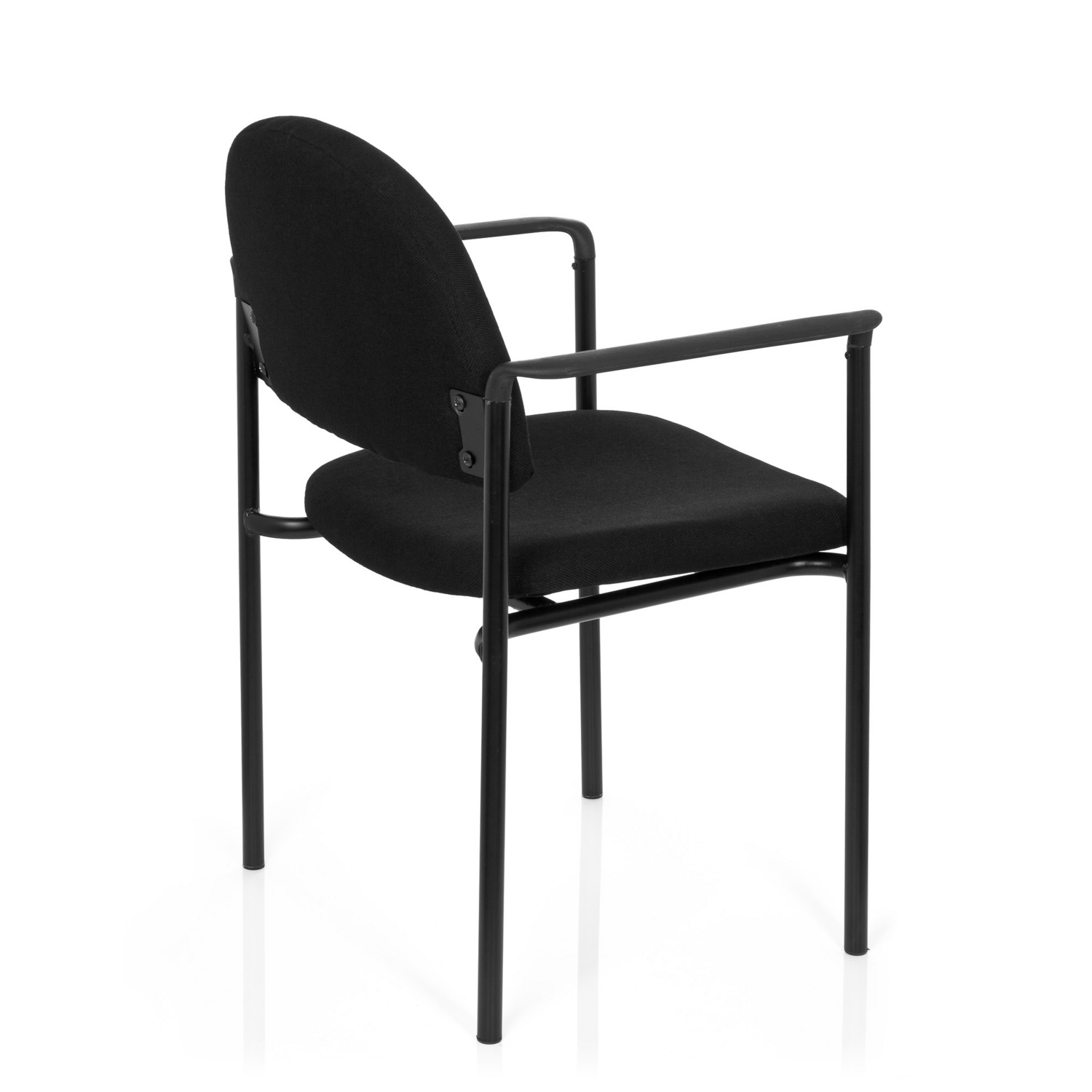 Chaise de bureau Hjh à quatre pieds, de qualité B, chaise visiteur, chaise de conférence, noire avec accoudoirs, en tissu