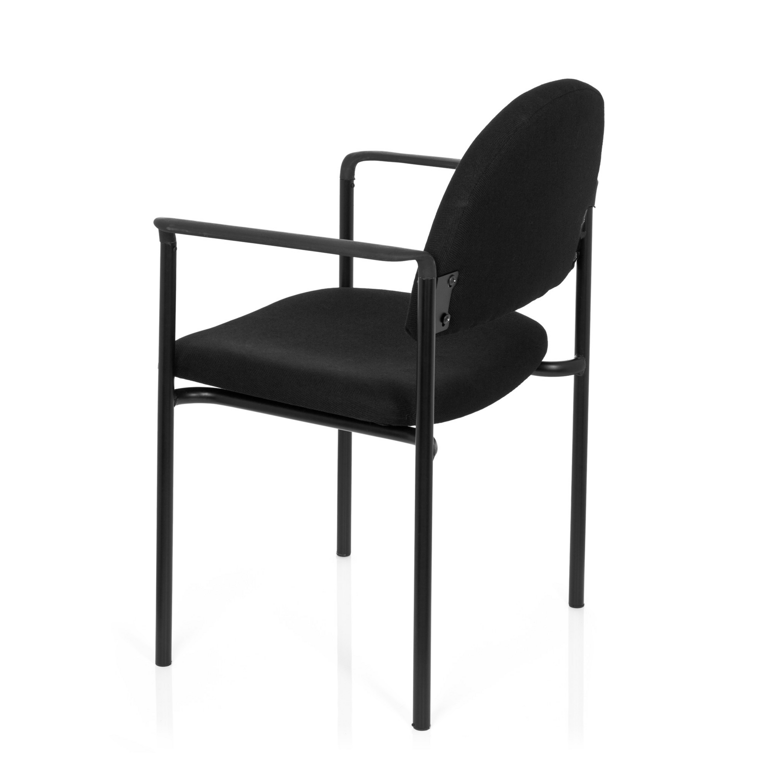 Chaise de bureau Hjh à quatre pieds, de qualité B, chaise visiteur, chaise de conférence, noire avec accoudoirs, en tissu
