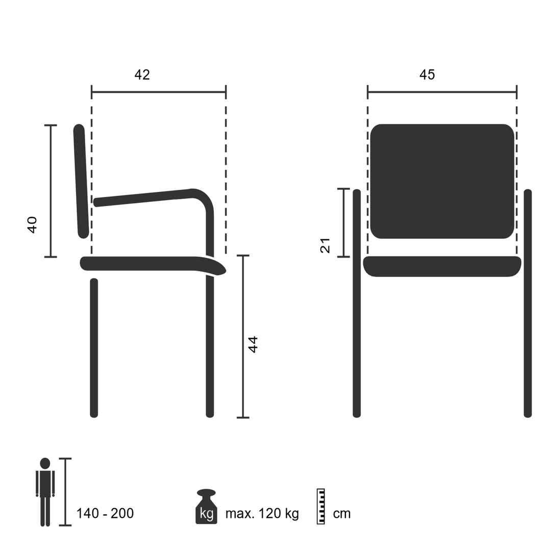 Hjh Office Vierfußstuhl Besucherstuhl Konferenzstuhl Schwarz Armlehnen Stoff B-Ware - 4251084639617