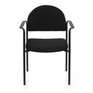 Chaise de bureau Hjh à quatre pieds, de qualité B, chaise visiteur, chaise de conférence, noire avec accoudoirs, en tissu