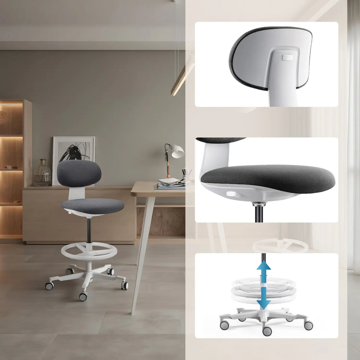 B-Ware Hjh Office Bürostuhl Arbeitsstuhl Stuhl Drehstuhl Dunkelgrau Stoff Work Mf2  - 4064323108085