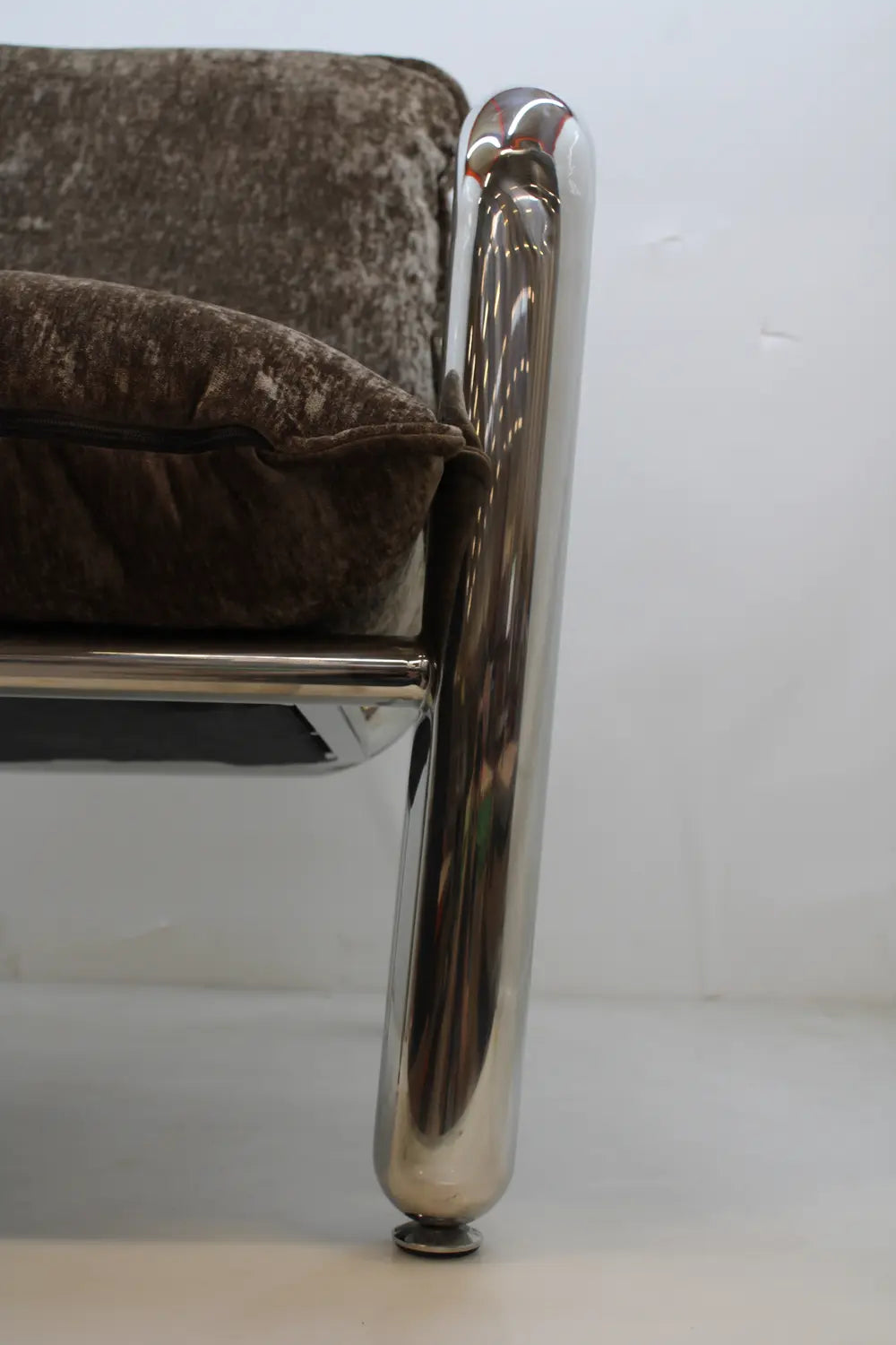 B-Ware H Kliving Chrom Loungesessel Sessel Sitz Couch Samtbraun Retro Siehe Text/Foto - 8718921054577