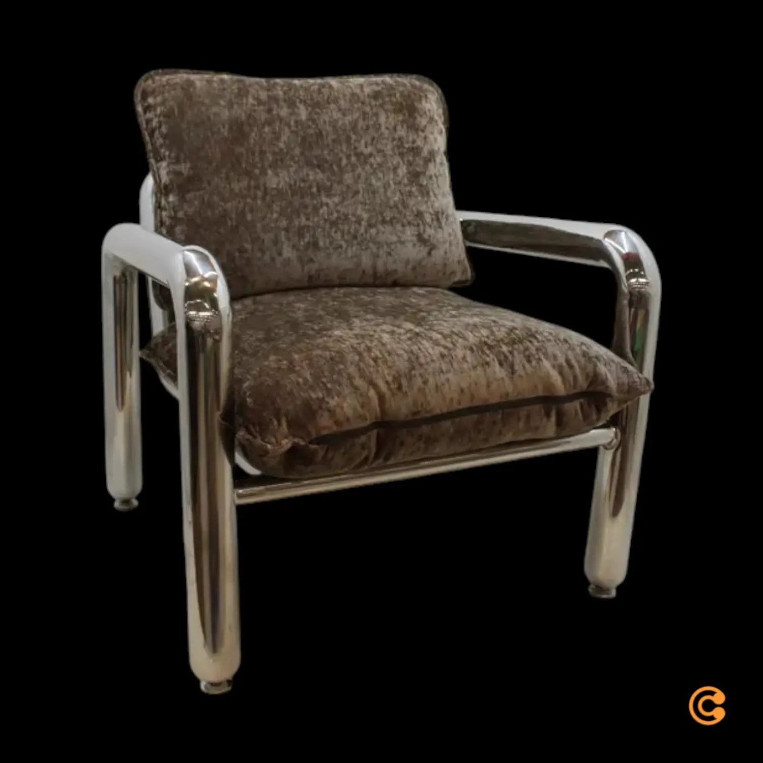 B-Ware H Kliving Chrom Loungesessel Sessel Sitz Couch Samtbraun Retro Siehe Text/Foto - 8718921054577