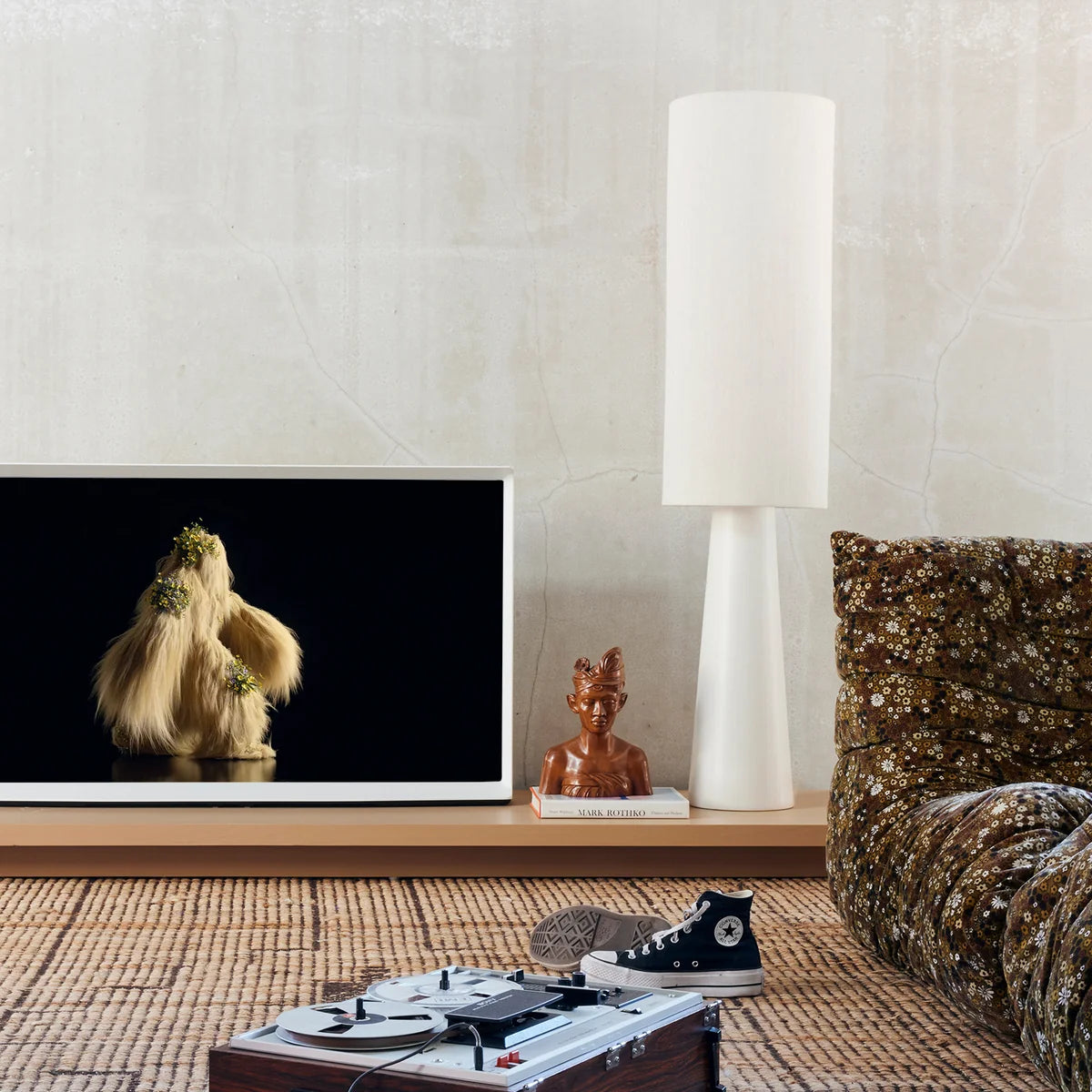 HKliving Leuchtenschirm Lampenschirm Zylinder Leinen Beige Ø 33 cm swirl - 8718921054799
