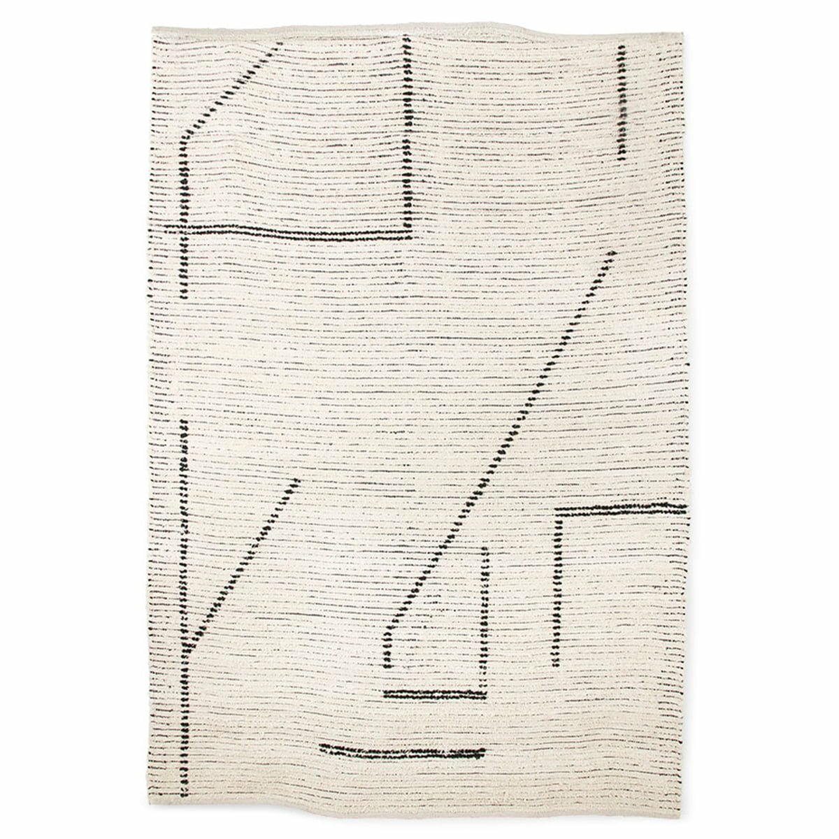 B-Ware H Kliving Handgewebter Teppich Vorleger Läufer Baumwolle 200x300cm Cream Charcoal - 8718921040433