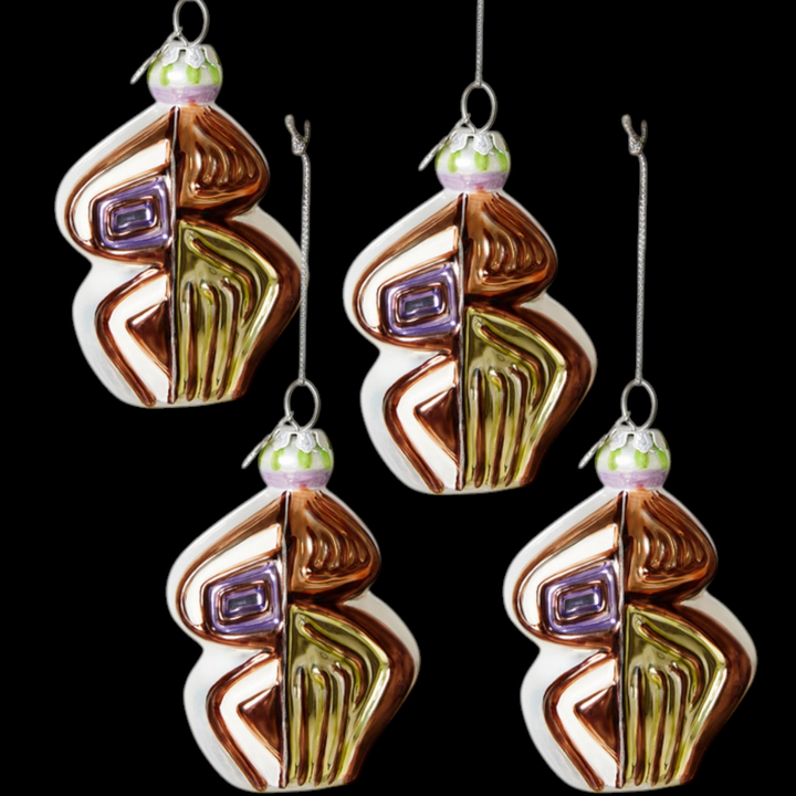 H Kliving Weihnachtsornament Glas Deko Weihnachtsschmuck Oval 4 Stück B-Ware